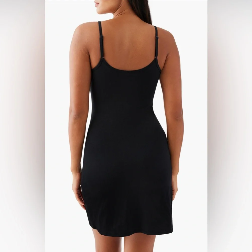 Saks Fifth Ultra Soft Black Slip Dress Understated Stretch Chemise Swim Cover - Picture 4 of 11
